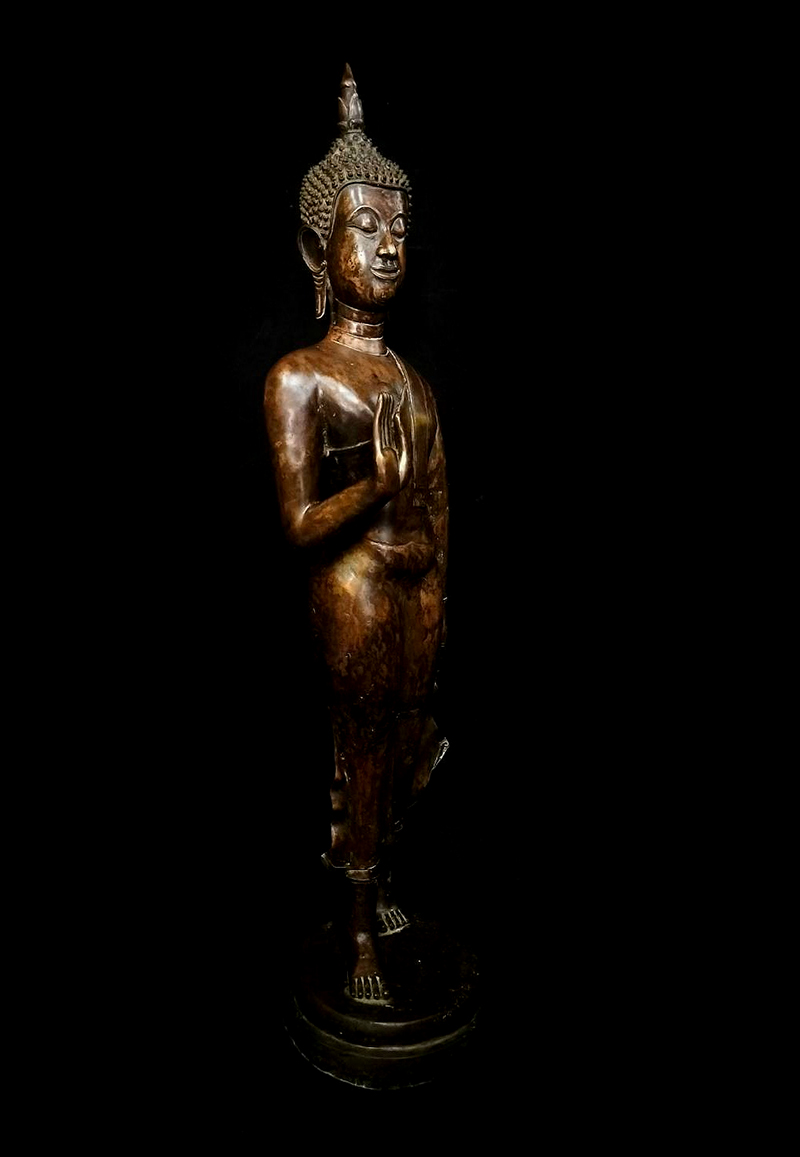 Extremely Rare 17C Bronze Sitting Laos Buddha #DW096